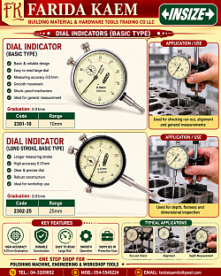 DIAL GAUGE INSIZE BRAND  INSIZE manufactures reliable, industrial-grade dial gauges built to international precision standards.Core VarietiesStandard Plunger: General-purpose measurement (e.g., 0–10mm / 0–1 inch).Long Stroke: Extended travel ranges up to 50mm.Lever Type: Precision alignment and runout checks in tight spaces.Specialty: Dedicated bore gauges and depth gauges.Key FeaturesMounting: Dual-option flat back or lug back configurations.Build: Premium jeweled bearings with shockproof stainless steel internals.Visuals: Adjustable tolerance limit markers with bezel locks.